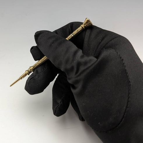 アンティーク シャープペンシル ゴールドプレート ガラス装飾 伸縮式70-90mm